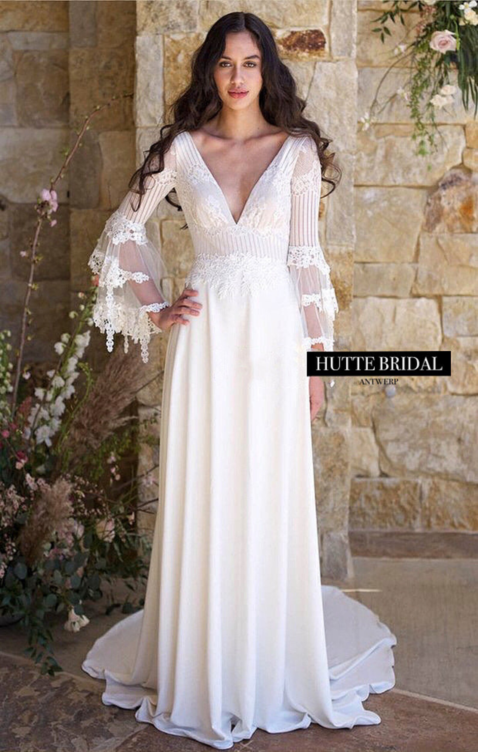 Bohemian Wedding Dress| Boho Bridal Gown With Delicate Lace| Stunning