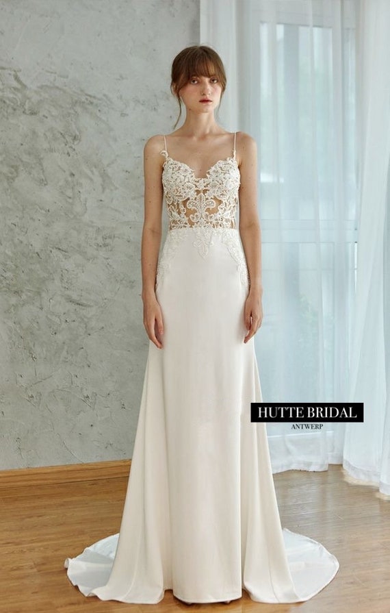 simple mermaid wedding dress Backless Dresses Lace Modern Spaghetti Straps Bride Fabric composition Mermaid-Style Wedding Dresses | Mermaid