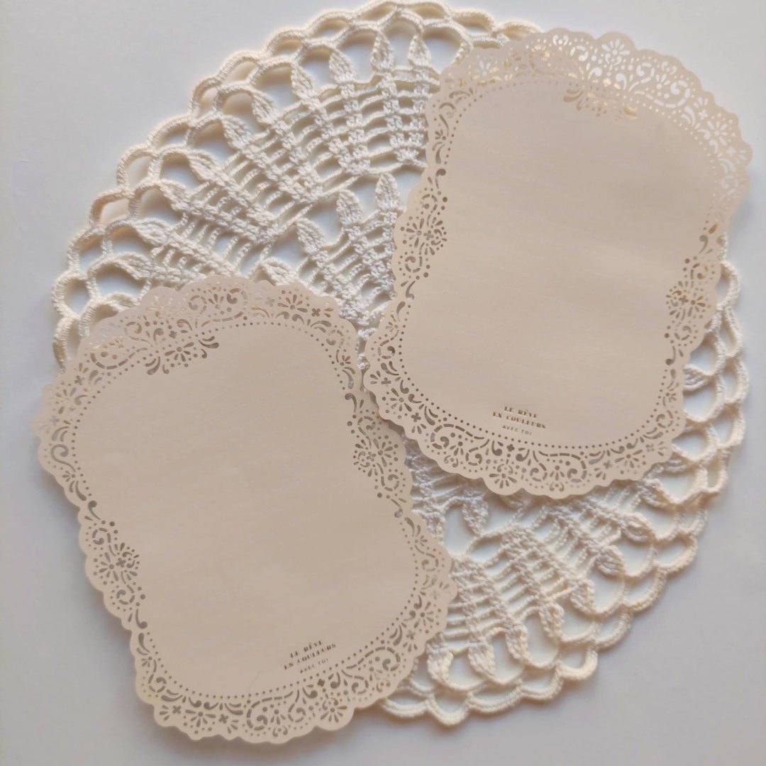 Vintage Die Cut Lace Paper, Pack of 5 Doilly Sheets, Snail Mail Kit