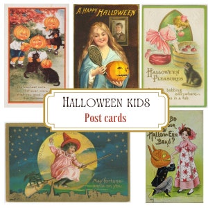 Vintage Halloween Postkarten Vintage Postkarte druckbare Halloween Kinder Digitale Ephemera Sofortiger download Clip Art