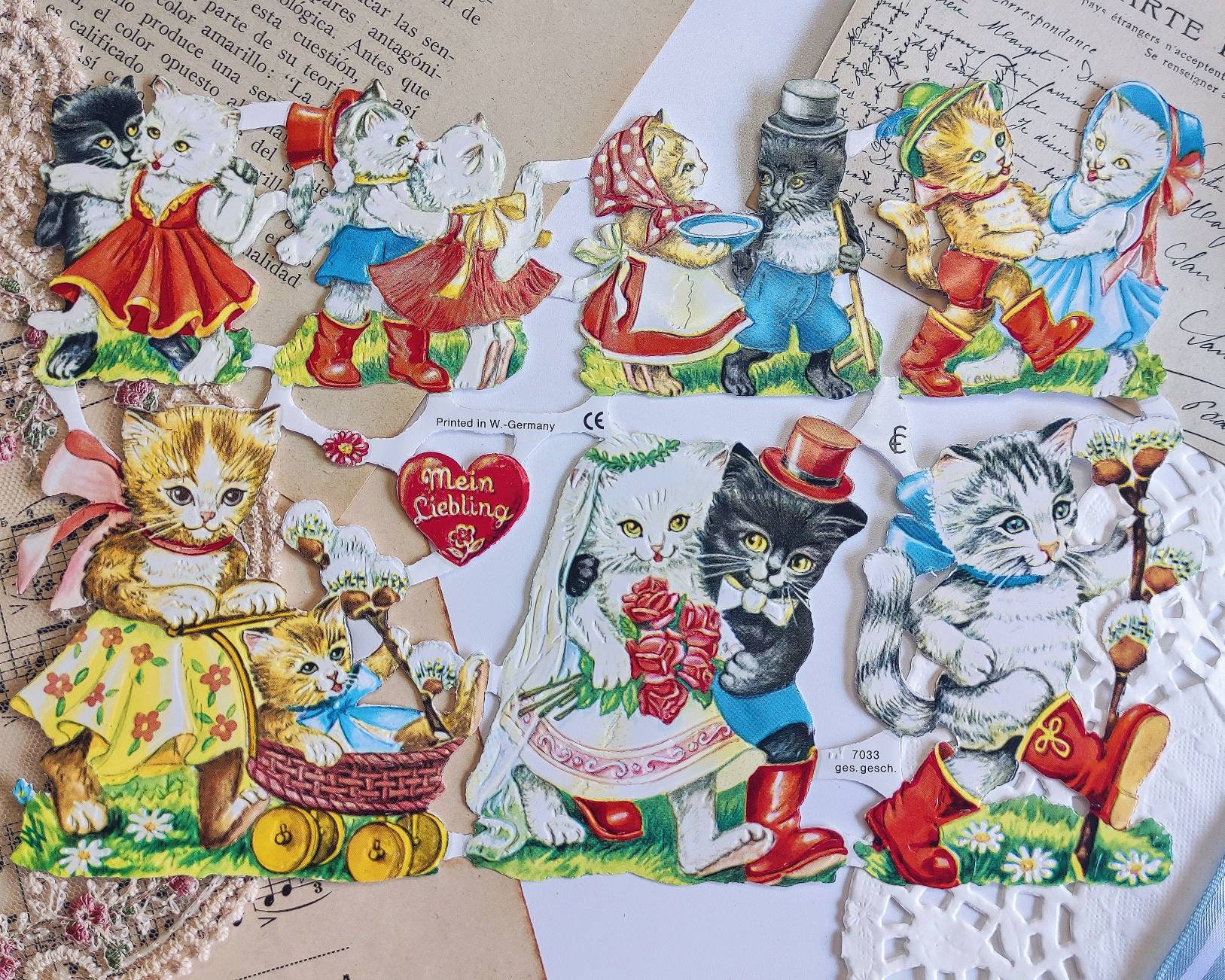 VINTAGE Victorian Girl Greeting Card Die Cuts for Card Making BB41 Lot of  15 Adorable 