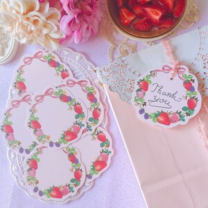 Tarjetas de fresa y limón para envolver regalos Etiquetas de corona y lazo de frutas Tarjetas vintage para manualidades Scrapbooking Journaling Planner