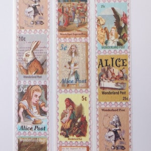 Taśma washi Alicja w Krainie Czarów Taśma maskująca ze stemplami Lewisa Carrolla Taśma retro planera Taśma klejąca do dziennika Taśma do scrapbookingu Taśma do penpal