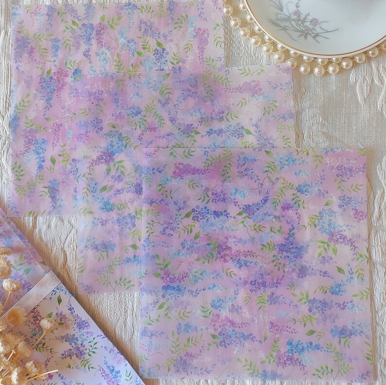 15 Sheets Floral Vellum Paper Flower Semitransparent Paper Etsy