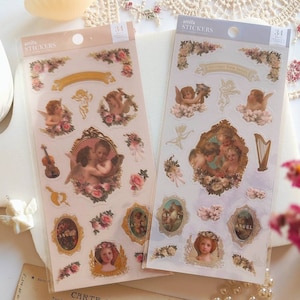 Foglio di adesivi a forma di angelo per bullet journal, adesivi a forma di angelo per planner, adesivi kawaii per amanti della cancelleria, fornitura di adesivi a forma di angelo per decorazioni di diario