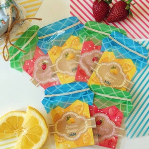 Mini juego de cartas con fresas y limón, kit de correo postal de verano, suministros para amigos por correspondencia, cartas de escritura a cuadros, 4 sobres con frascos de mermelada, notas Kawaii