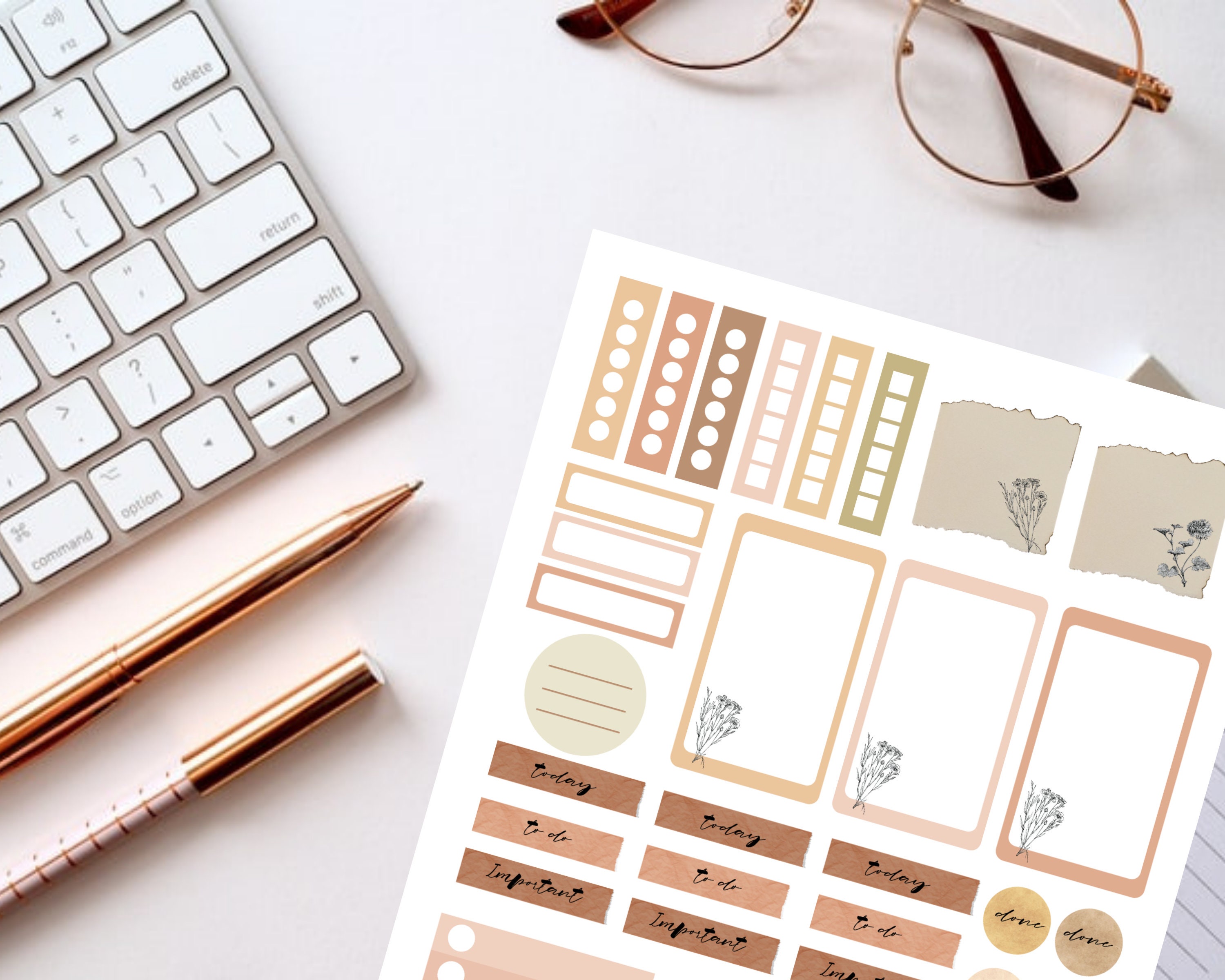 aesthetic printable sticker kit boho monthly planner etsy