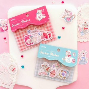 Pegatinas kawaii Lindos gatos y conejitos panaderías y dulces fiesta del té amor Paquete de pegatinas de planificador Kawaii Diario Amigo por correspondencia Álbum de recortes Papelería Kpop