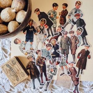 Retro Children Vellum Sticker Set Vintage boys stickers pack Victorian child stickers Planner Scrapbook diario basura Ephemera