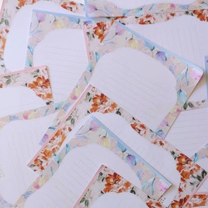 Juego de blocs de cartas florales, bloc de cartas floral de acuarela, suministros para amigos por correspondencia florales, cartas rayadas para escribir, suministros para diarios basura, bloque de hojas