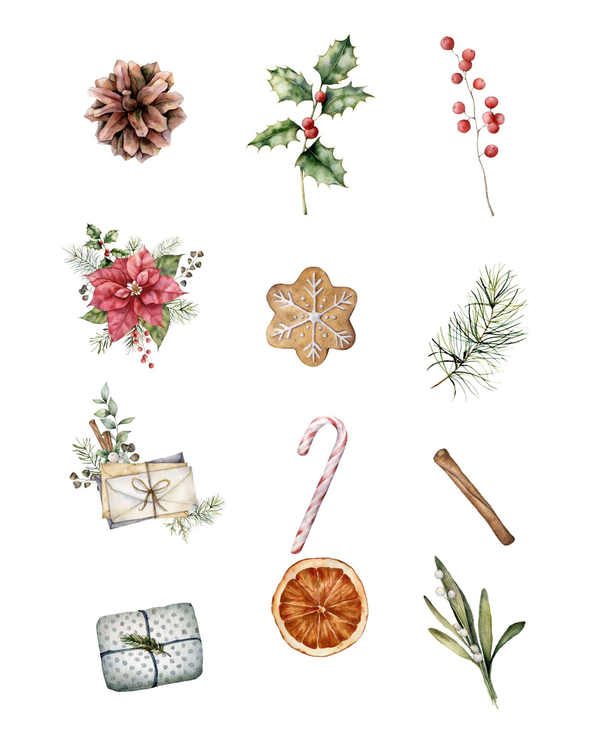 24 Christmas Die cut stickers AESTHETIC vintage winter Etsy