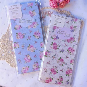 Sobres largos con rosas blancas y rosas, paquete de sobres con flores blancas, sobres con flores azules para cartas, invitaciones de boda, tarjetas de cumpleaños, manualidades