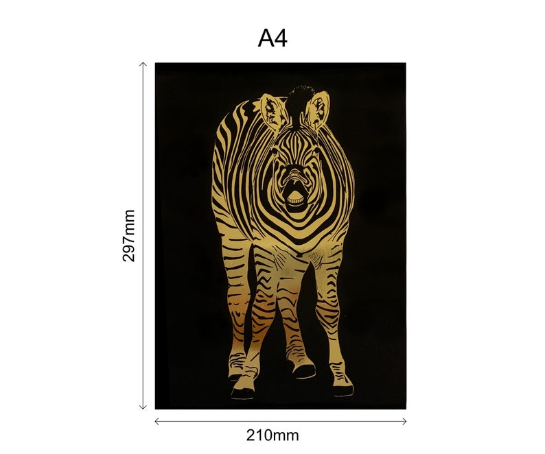 Foil Zebra Digital Foil Print Gold Foil Zebra Print A4 Etsy