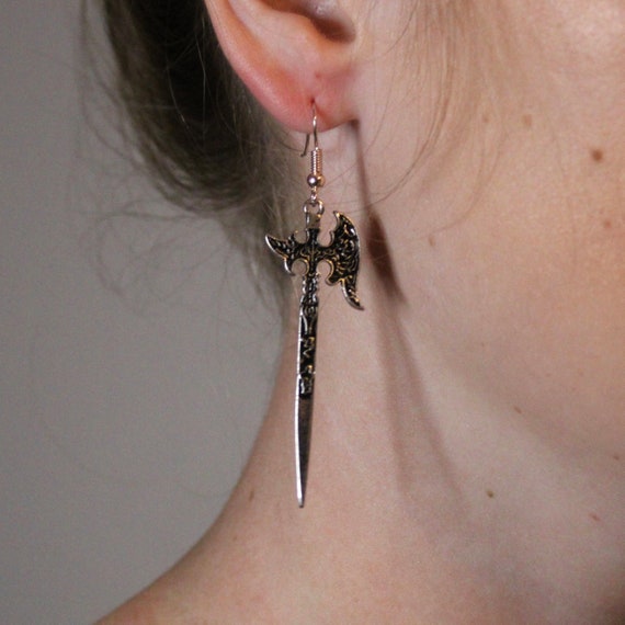 Axe Earrings / Stainless Steel Axe Earrings / Silver Earrings Etsy