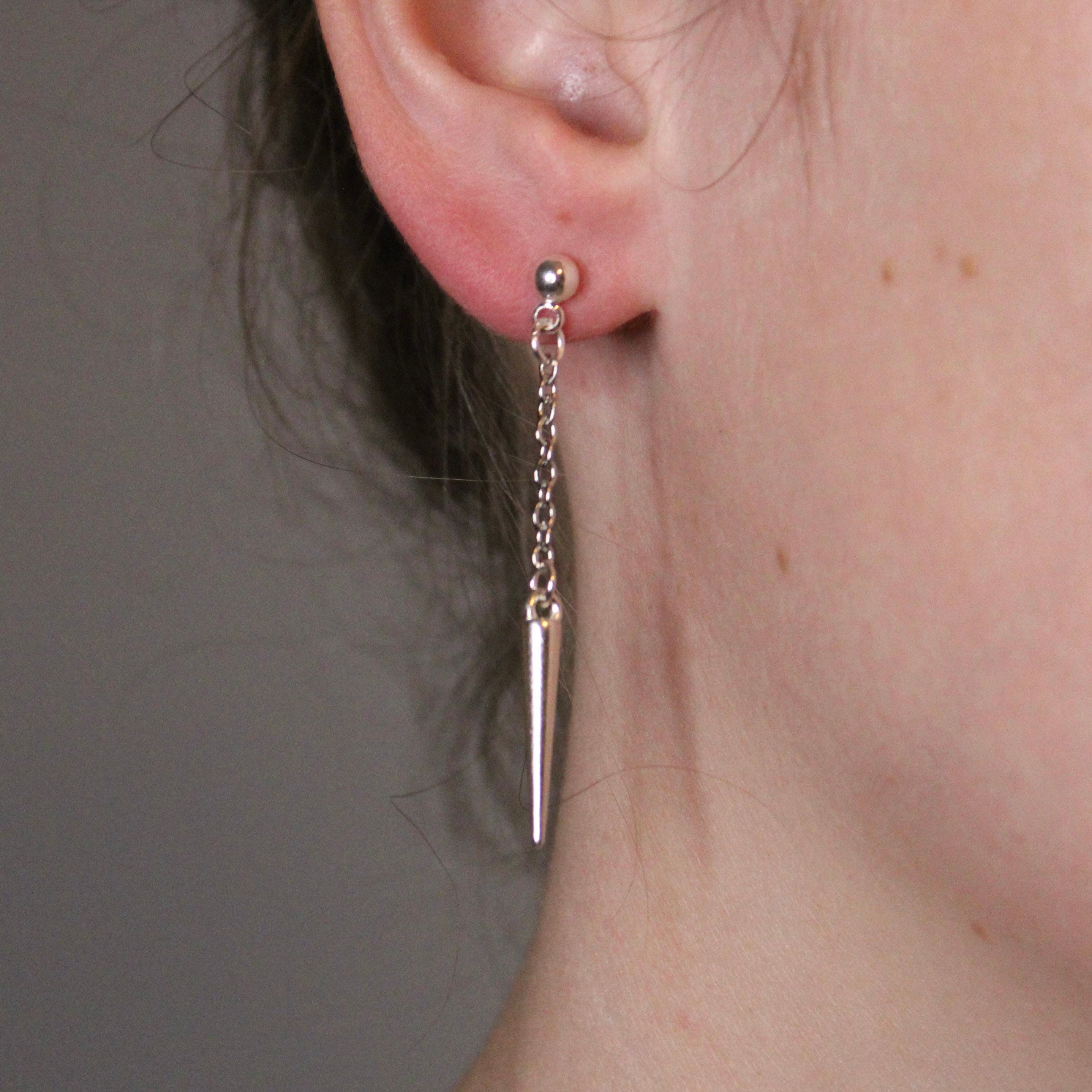 Long Spike Clip on Earrings for Men & Women/mens Clip on Earring