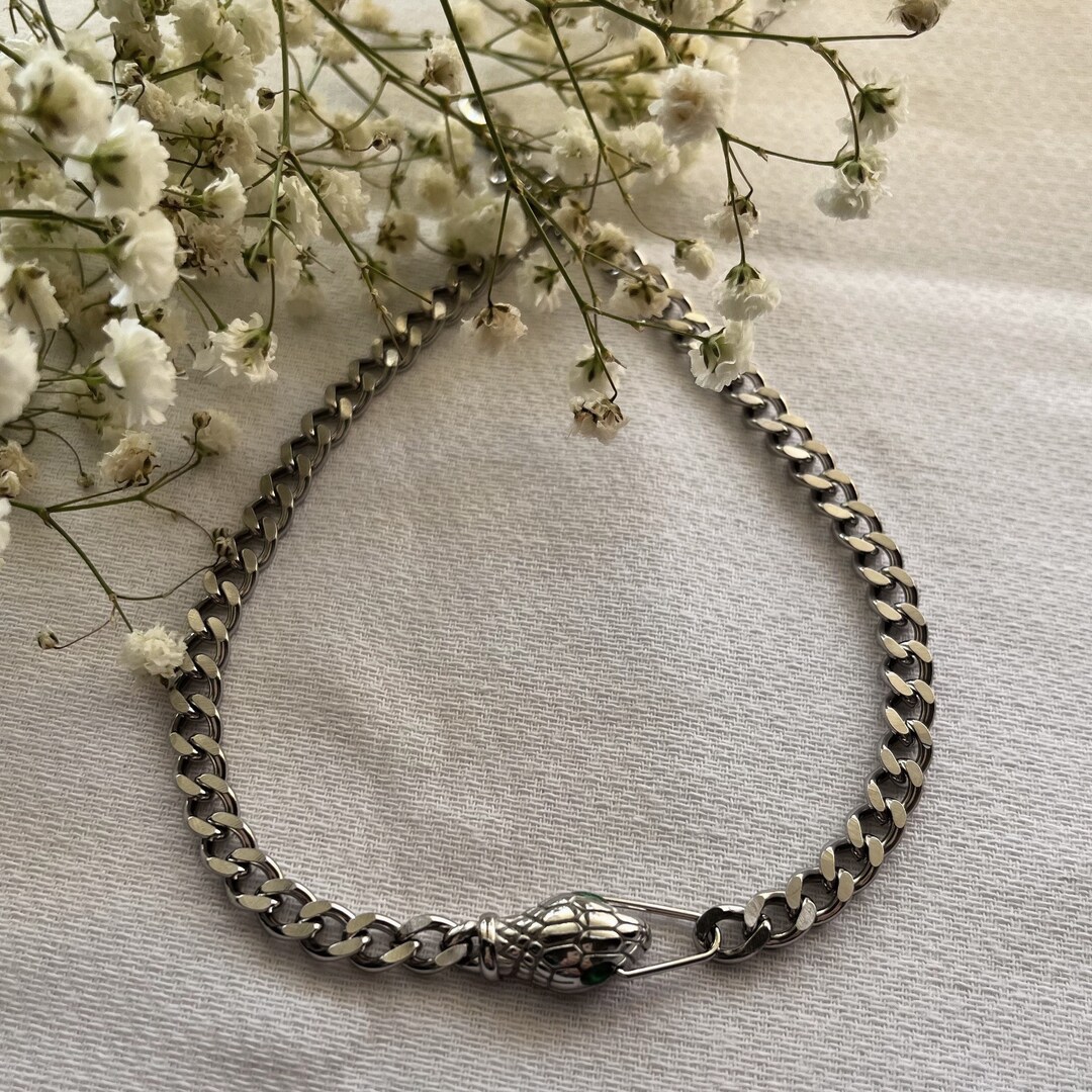 Silver Snake Choker / Stainless Steel / Detailed Snake Choker Etsy
