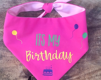 Pink Birthday Dog Pet Reversible Bandana