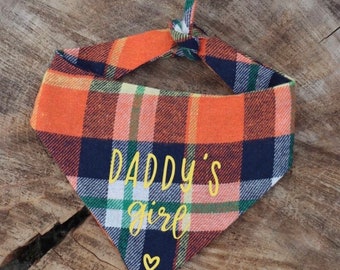 Daddys Girl/Boy Fathers Day Dog Pet Reversible Bandana