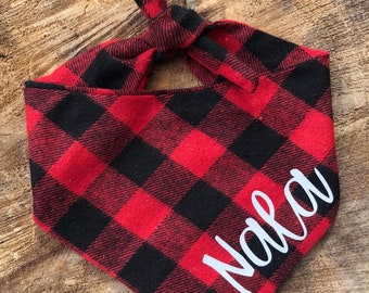 Custom Name Red Check Bandana