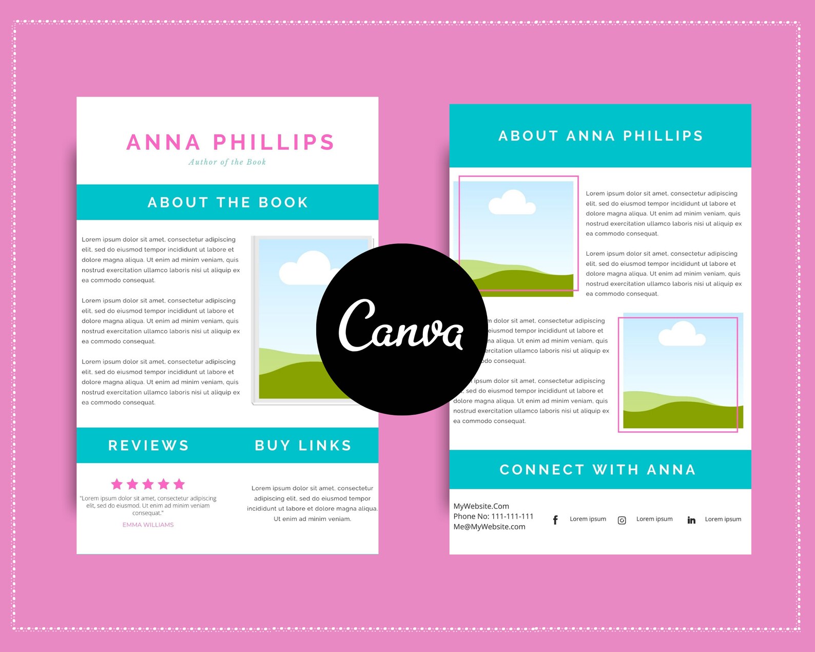 Author Media Kit 2 Page Design Media Press Kit Author Etsy