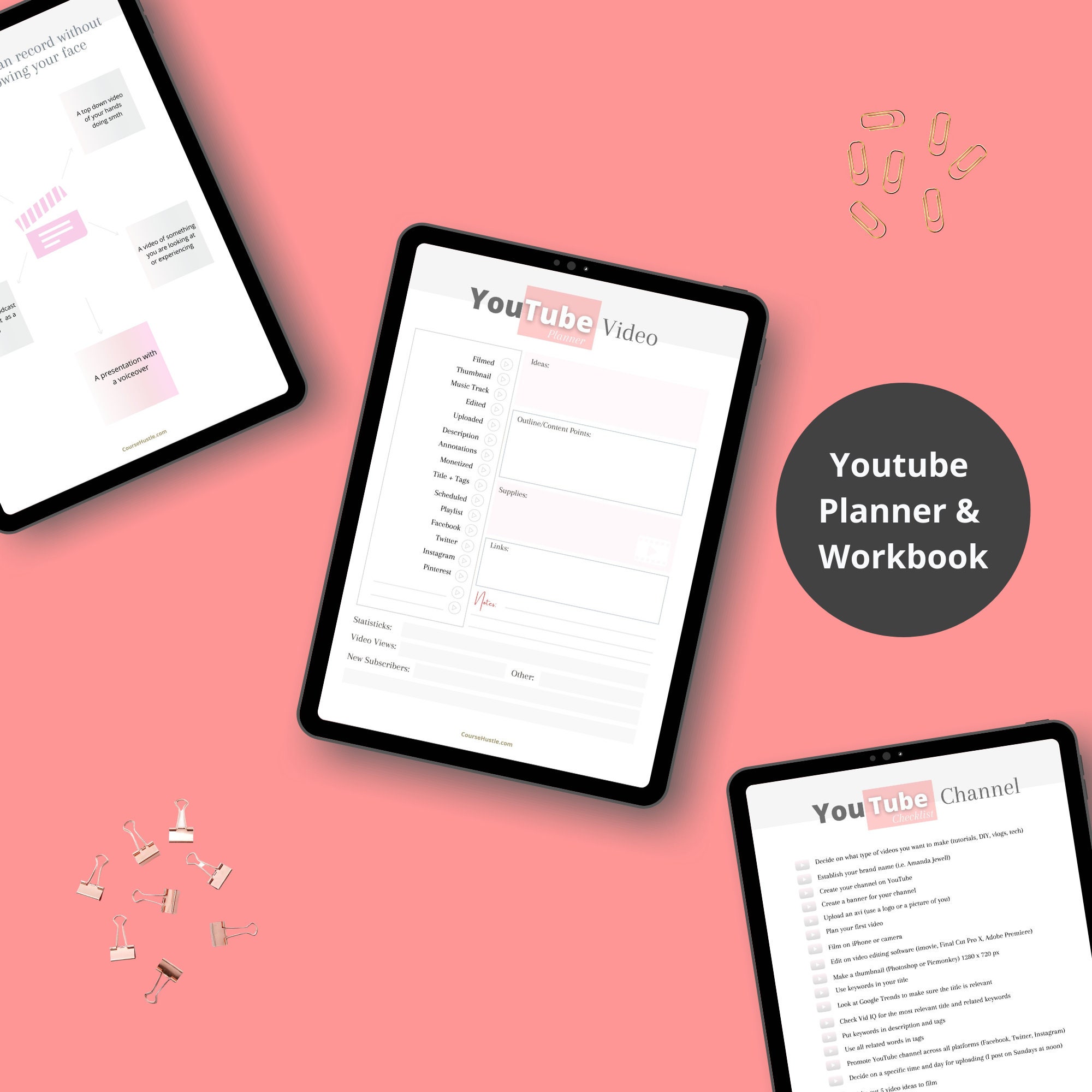 Youtube Planner Video Planner Youtube Content Calendar | Etsy