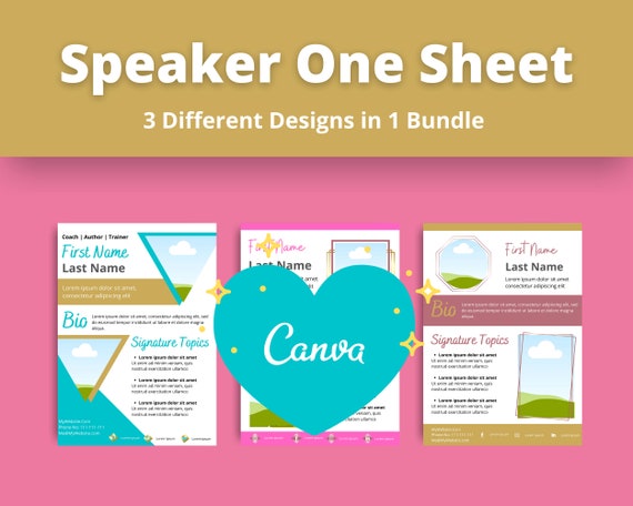 Speaker One Sheet Canva Template Speaker Sheet Template Etsy