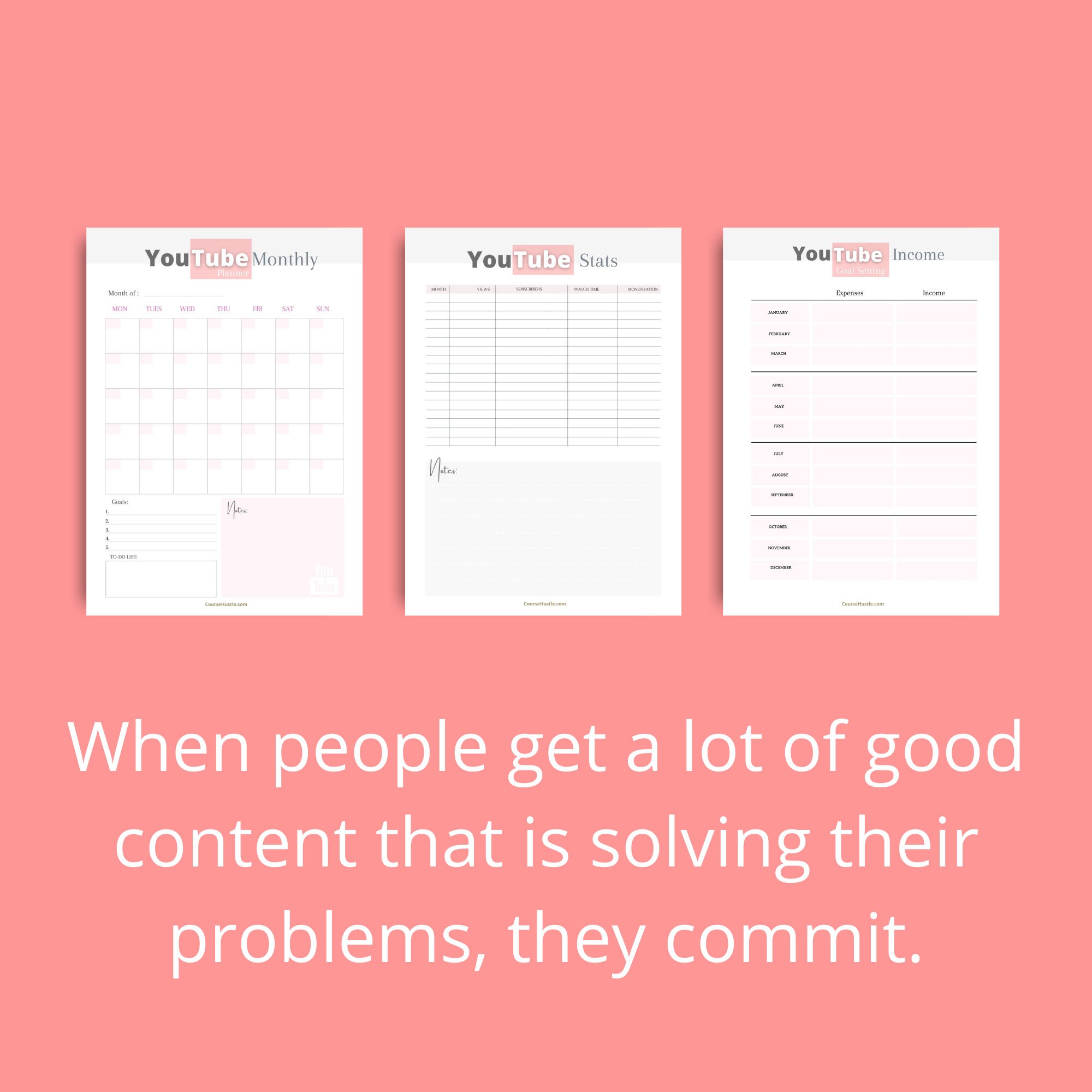 Youtube Planner Video Planner Youtube Content Calendar Etsy UK