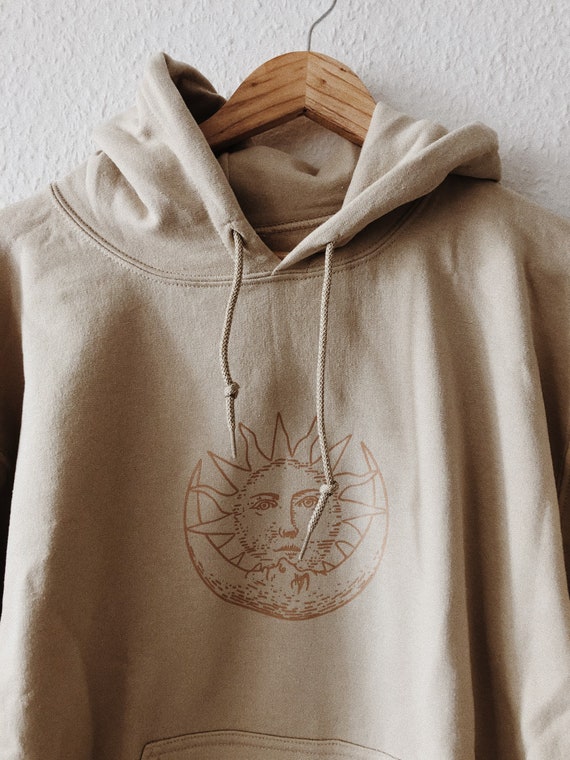 Pullover Hoodie Creme beige Vintage Style Sonne Mond Geschenk | Etsy