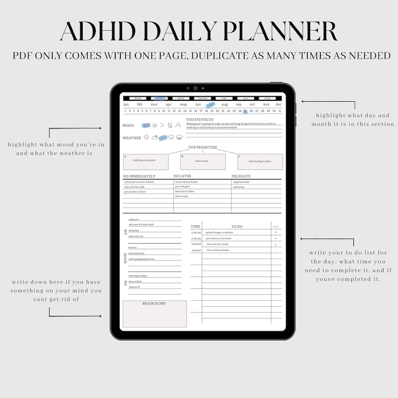 ADHD Digital Planner for Goodnotes, iPad Planner, Adhd Planner, Daily ...
