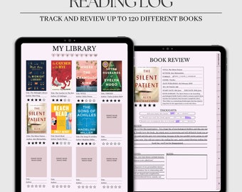Digital Planner Reading Log For Ipad, Book Review, Reading Tracker, Reading Journal 2023, Digital Bookshelf