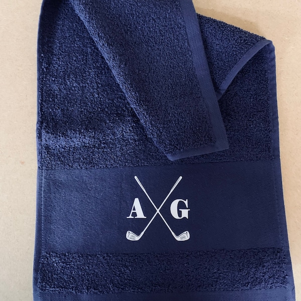 Personalised Golf Towel Golfing Towel Gift for him Gift/Her Golf towel personalised towel Blue Black White Towel GOLF Golfing