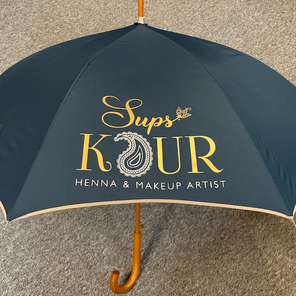 Custom Personalised Umbrella, Wedding Umbrella, Work Umbrella, Company Umbrella, Company Logo, Any Logo, Any Wording - 4 panels personalised