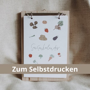 Regionaler Saisonkalender zum Ausdrucken, DIN A5, digitaler Saisonkalender Obst und Gemüse, einfacher Download