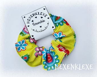 Scrunchie made of muslin/ hair tie / ponytail holder / lemon flowers / plain / gift / hair