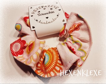 Cotton scrunchie/ hair tie/ ponytail holder/ pink/ floral/ plain/ gift/ hair
