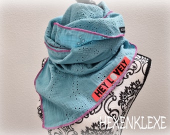 Muslin XXL cloth plain aqua blue Label Lovely triangular scarf neckerchief cotton women men children muslin cloth