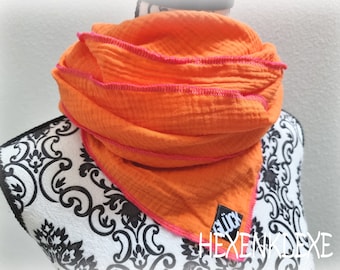 Muslin XXL Scarf Uni Orange Lucky Triangle Scarf Neckerchief Cotton Women Men Children Muslin Scarf