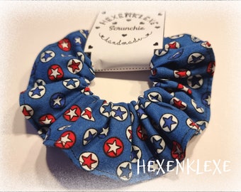 Scrunchie made of cotton fabric/ hair tie / ponytail holder / blue / stars / plain / gift / hair
