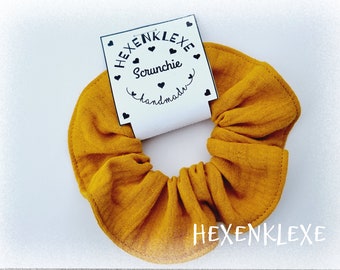 Muslin scrunchie/ hair tie/ ponytail holder/ curry/ plain / gift / hair