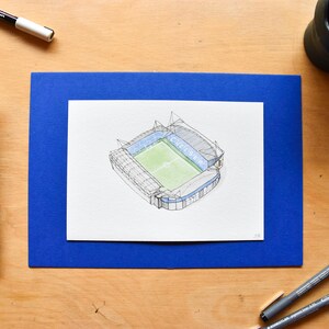 Stamford Bridge, Chelsea Stadium, aquarelprint