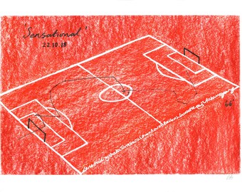 Aubameyang Arsenal-teamdoel, uniek voetbalkunstwerk, print in verschillende maten
