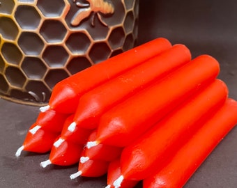 Dozen pure beeswax taper candles - spell ritual tapers - 5 hours burn time