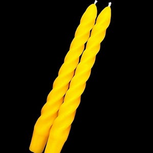 8.5” spiral pure beeswax taper candles - twisted beeswax tapers - dinner tapers - handmade