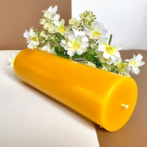 100% Pure beeswax pillar candle 7.25”