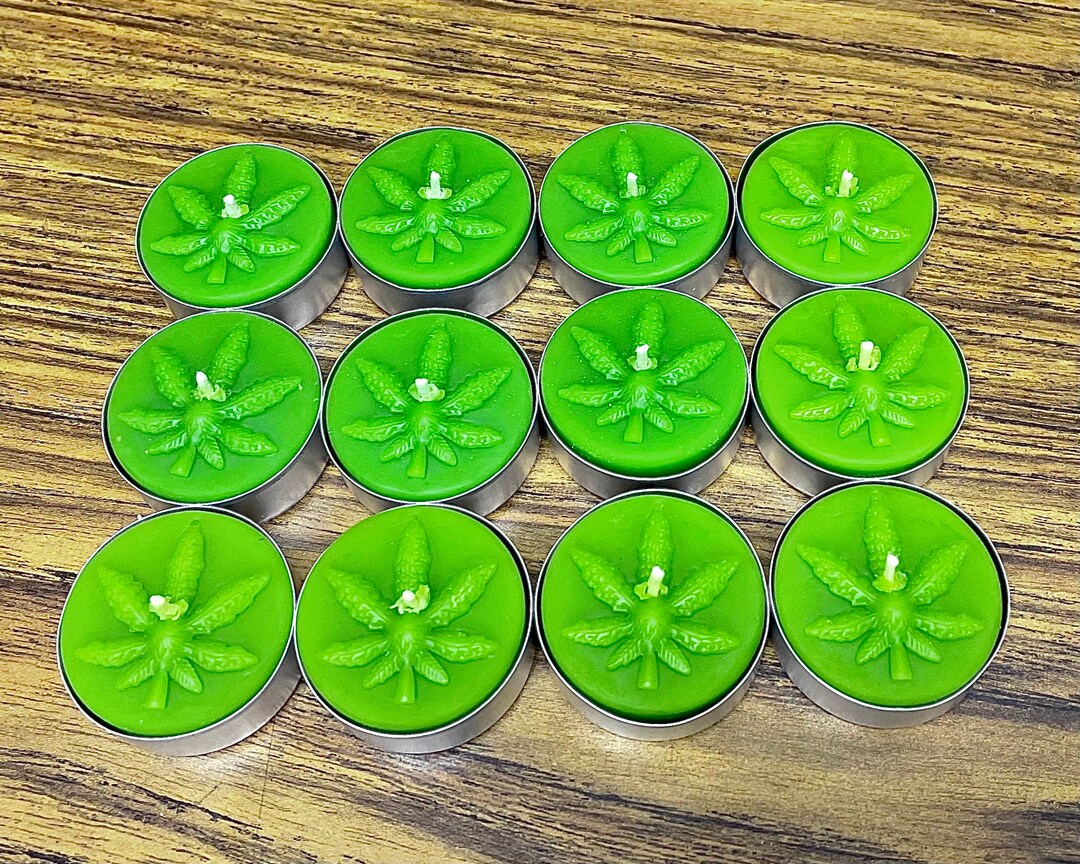 Dozen Pure Beeswax Tealight Candles Cannabis Candles Etsy