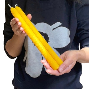 2 Pure beeswax honeycomb taper candles 11”