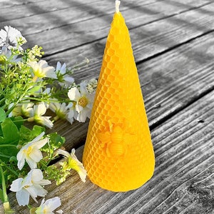 100% Pure beeswax honeybee honeycomb candle - beeswax pillar candle - candle gift - unique design