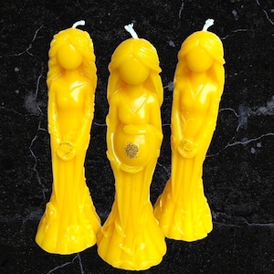 5.5” Pure beeswax triple moon goddess candles - fertility goddess candle gift - magic spell altar candle - handmade candles