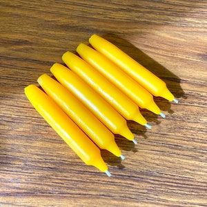 pure beeswax mini taper candles 4” - shabbat shabbos candles - magic candles - spell candles - handmade - altar candles - 3.5 hrs