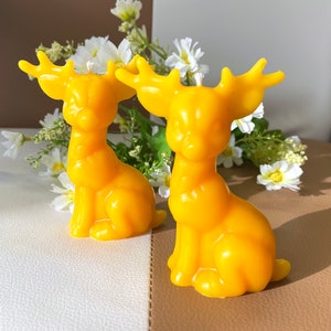 2 pure beeswax deer candles